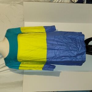 Maeve Anthropologie Colorblock Shift Dress Sz 8 Rayon Long Sleeve